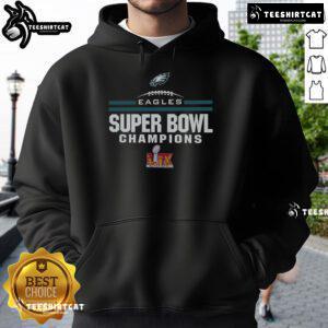 Hot Philadelphia Eagles Super Bowl LIX Champions Goal Line Hoodie in vibrant green, showcasing team pride and victory.