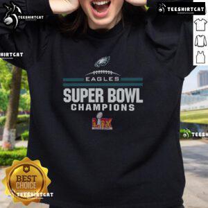 Alt Text: Hot Philadelphia Eagles Super Bowl LIX Champions goal line sweatshirt showcasing team pride and vibrant colors.