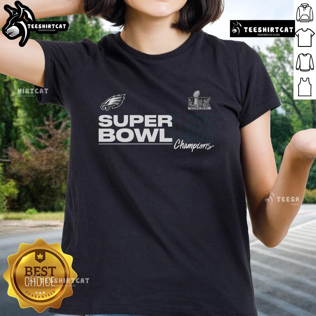 Hot Philadelphia Eagles Super Bowl LIX Champions ladies tee featuring team colors and logo for female fans.