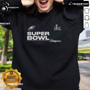 Hot Philadelphia Eagles Super Bowl LIX Champions sweatshirt showcasing team pride and victory in vibrant design.