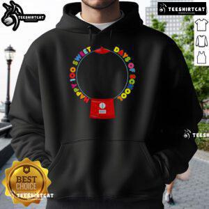 Nice 100 Days of School empty gumball machine hoodie design featuring colorful graphics and playful school theme.