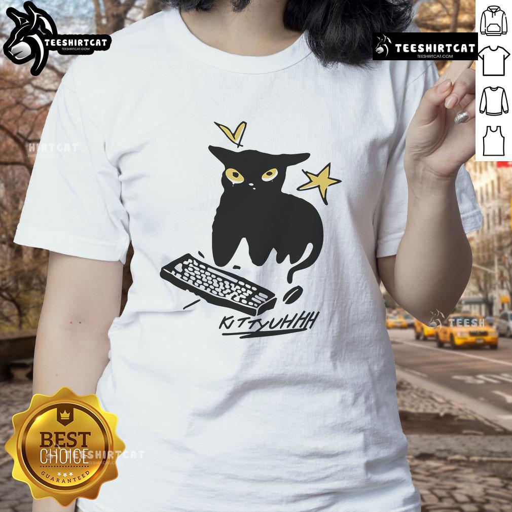 Lady wearing Nice Caseoh Games Kittyuhhh tee, showcasing a playful design and vibrant colors, perfect for casual outings.