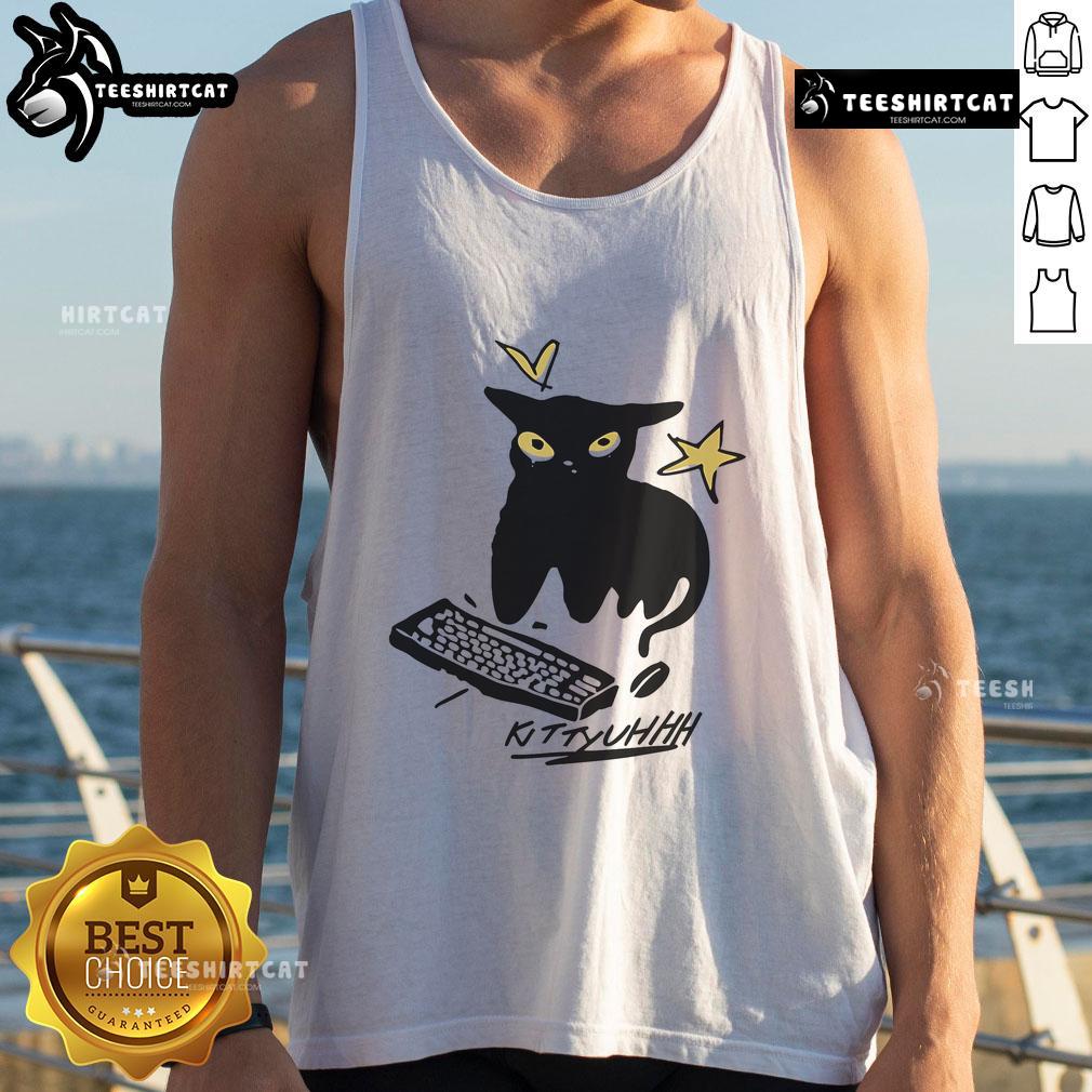 Person wearing a Kittyuhhh tank top while playing Nice Caseoh Games, showcasing a fun gaming vibe and stylish apparel.
