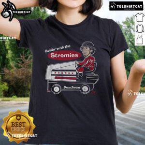 Nice Dylan Strome Rollin' with the Stromies ladies tee featuring vibrant graphics and a comfortable fit for fans.