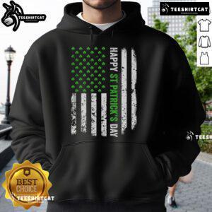 Alt Text: Distressed Irish American flag hoodie celebrating St. Patrick's Day, perfect for festive occasions and celebrations.