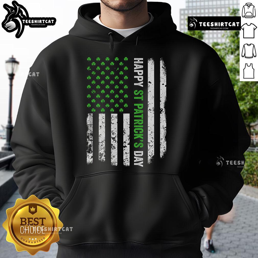 Alt Text: Distressed Irish American flag hoodie celebrating St. Patrick's Day, perfect for festive occasions and celebrations.