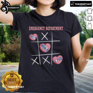 Retro Emergency Department Nurse Valentine's Day Tee for ladies, featuring a fun design perfect for healthcare professionals.