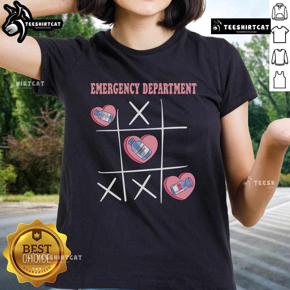 Retro Emergency Department Nurse Valentine's Day Tee for ladies, featuring a fun design perfect for healthcare professionals.