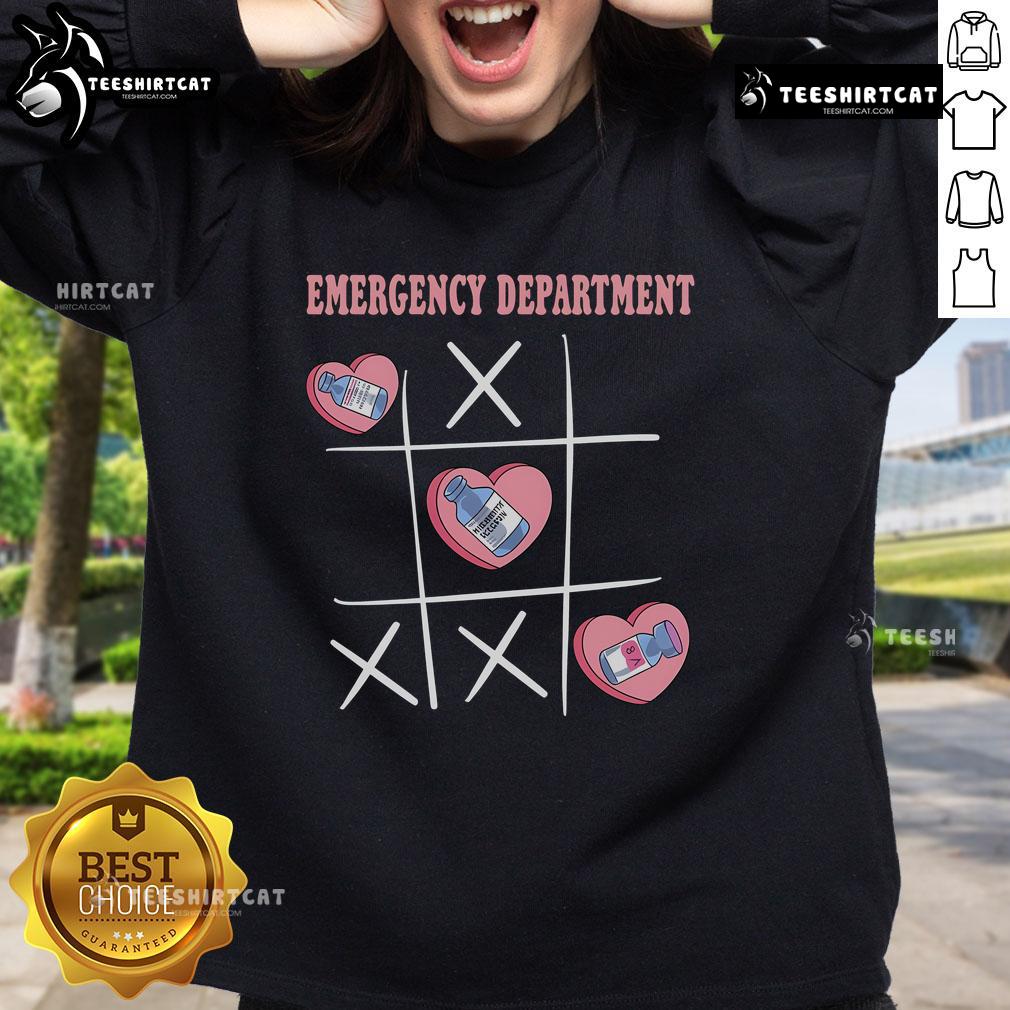 Nice Retro Emergency Department Nurse Valentine's Day Sweatshirt in vibrant colors, perfect gift for nurses on Valentine's.