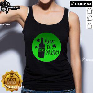 Stylish 'Here to Paddy' tank top perfect for St. Patrick's Day celebrations and festive gatherings.