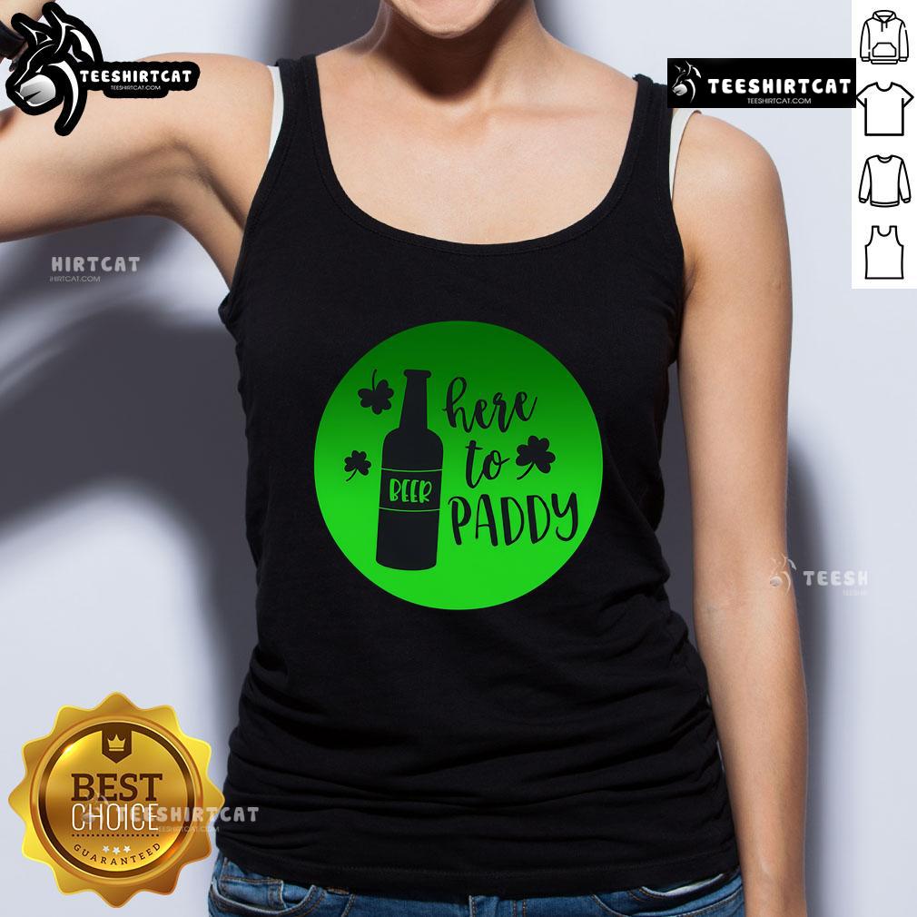 Stylish 'Here to Paddy' tank top perfect for St. Patrick's Day celebrations and festive gatherings.