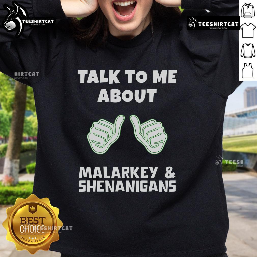 Cozy Nice St. Patrick's Day Shenanigans sweatshirt featuring festive green design, perfect for celebrating the holiday.