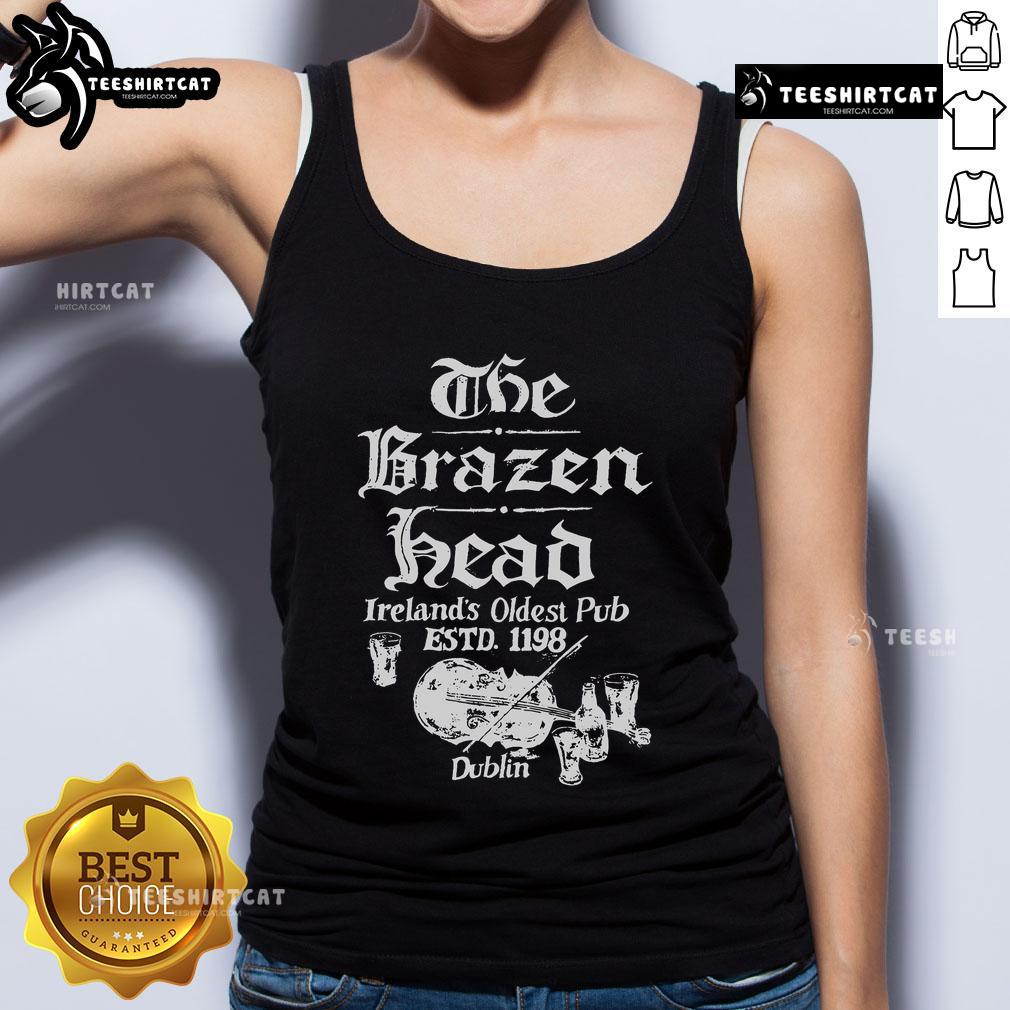 Tank top featuring The Brazen Head, Ireland's oldest pub, established in 1198, showcasing Irish heritage and charm.