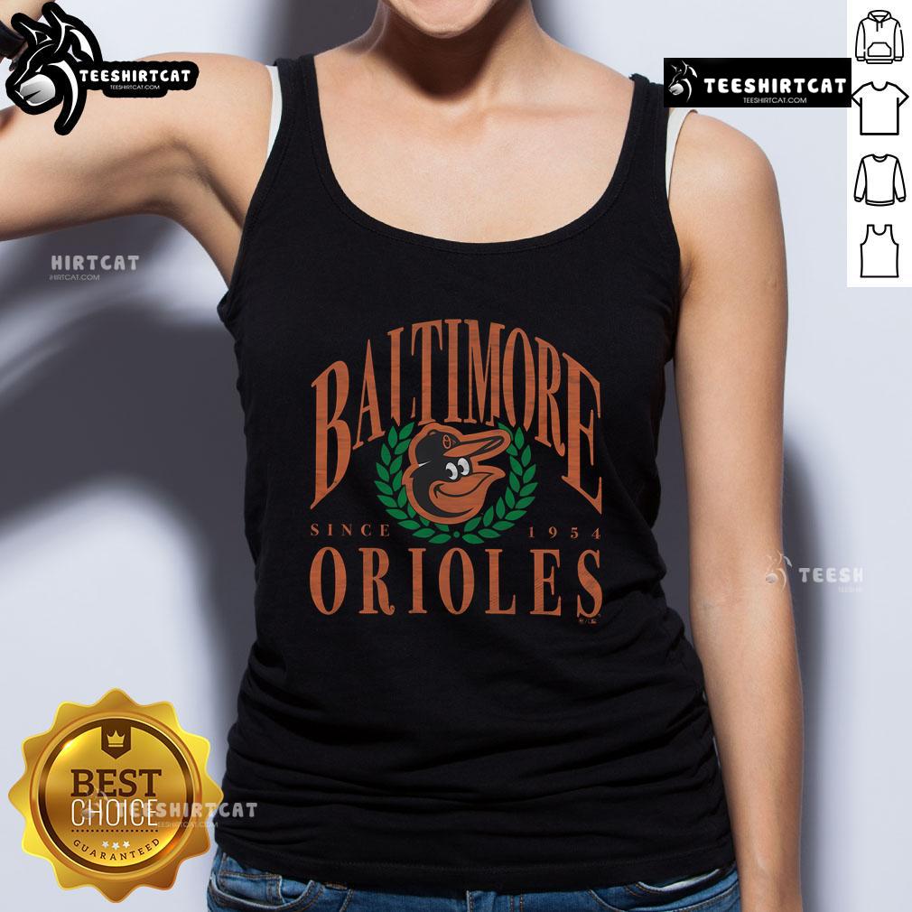 Official Baltimore Orioles Pitchout Since 1954 tank top featuring team logo and vintage design for fans.
