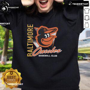 Official Baltimore Orioles side-arm baseball club sweatshirt featuring team logo and stylish design for fans.