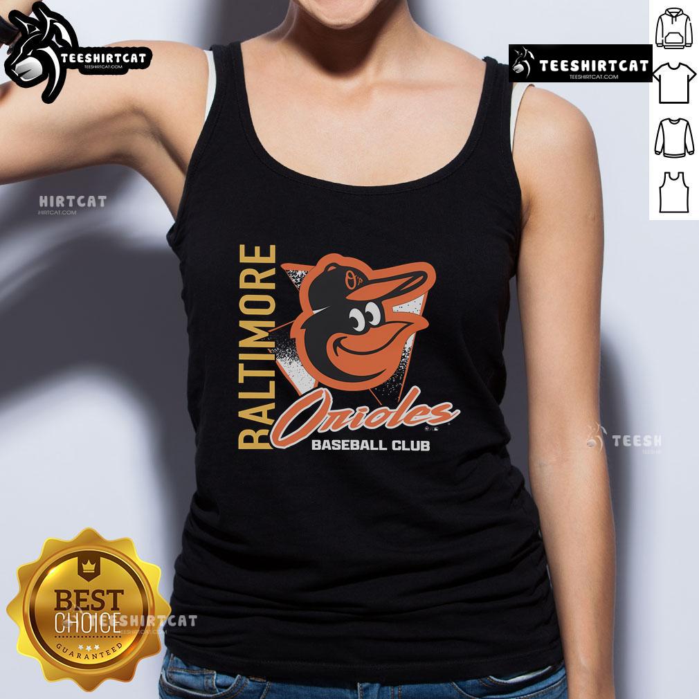 Official Baltimore Orioles Side Arm Baseball Club tank top showcasing team logo and stylish design for fans.