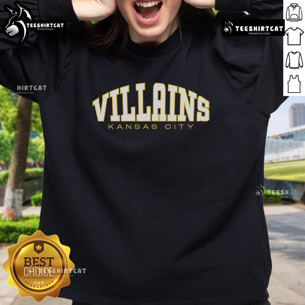 Official Be The Villain Kansas City sweatshirt in black, featuring stylish graphics and a comfortable fit for fans.
