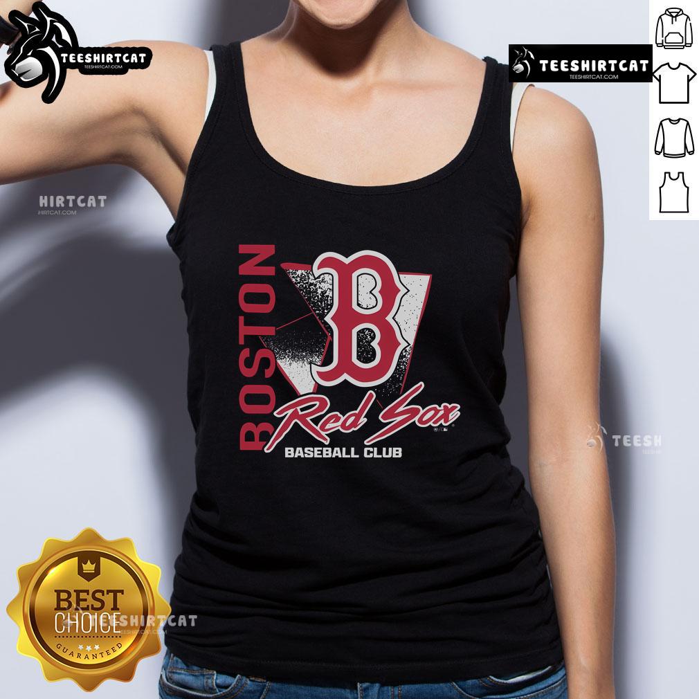 Alt Text: Official Boston Red Sox side arm baseball club tank top featuring team logo and vibrant colors for fans.