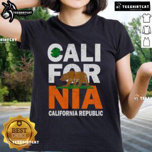Official California Republic St. Patrick's Day Bear Ladies Tee featuring a festive green bear design for celebrations.