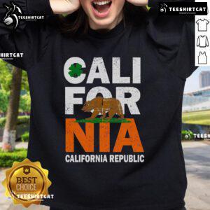 Official California Republic St. Patrick's Day Bear Sweatshirt featuring a festive design and vibrant green color.