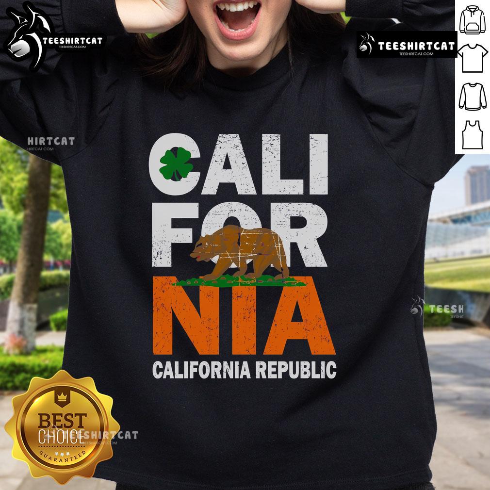Official California Republic St. Patrick's Day Bear Sweatshirt featuring a festive design and vibrant green color.