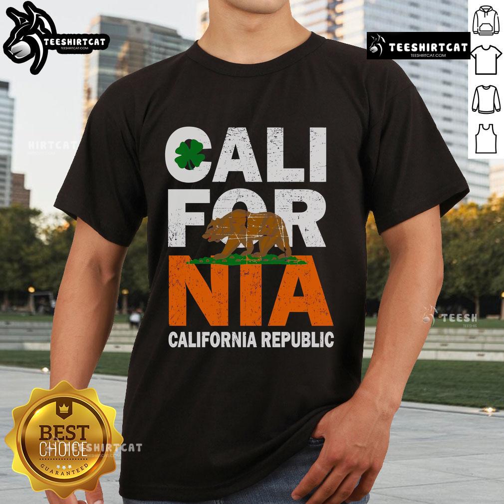 Official California Republic St. Patrick's Day Bear T-Shirt featuring a festive bear design with green accents.