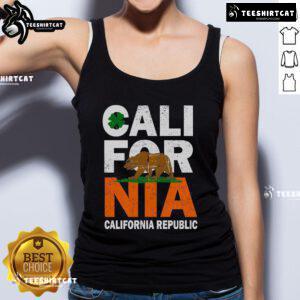 Official California Republic St. Patrick's Day bear tank top featuring a festive green design and iconic California bear.