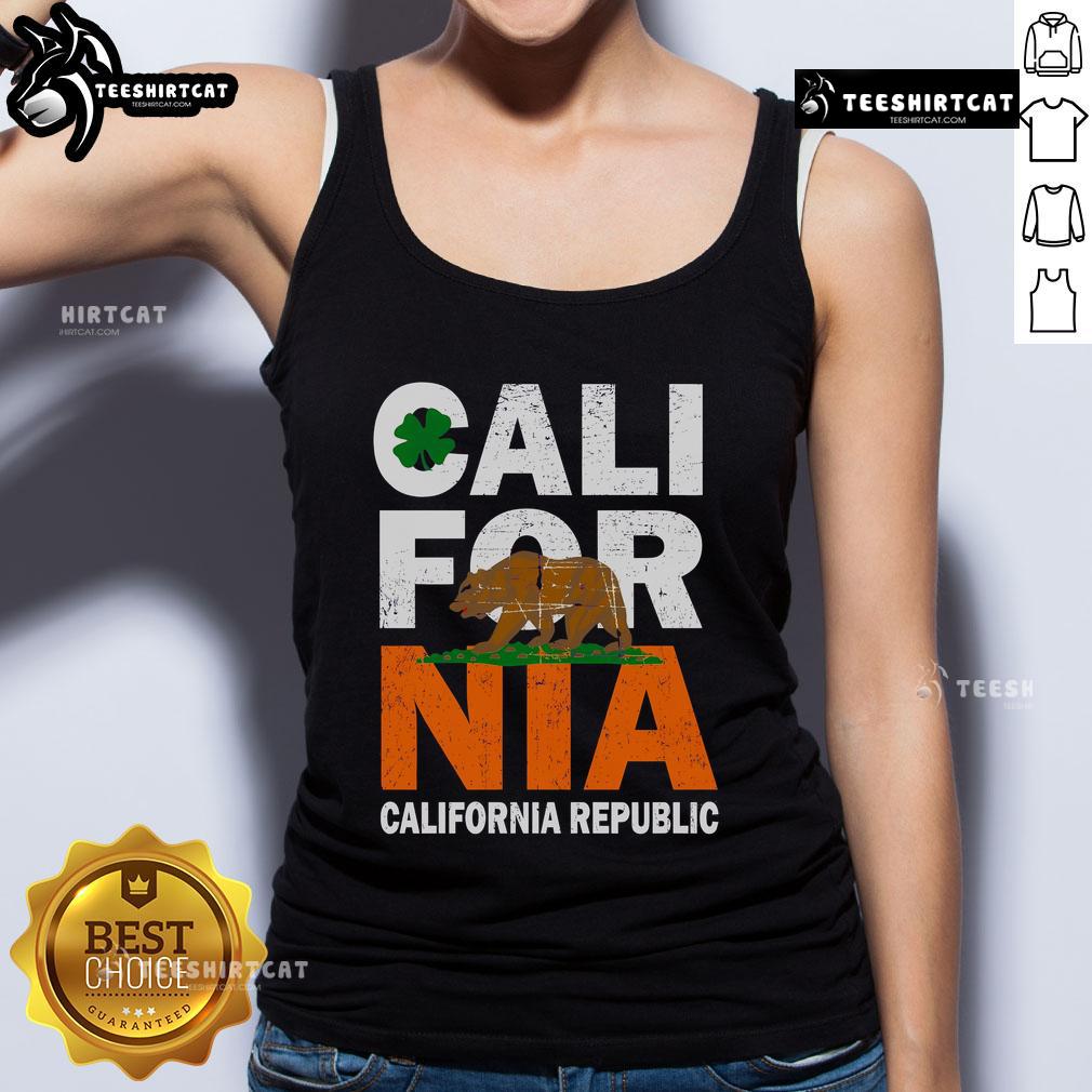 Official California Republic St. Patrick's Day bear tank top featuring a festive green design and iconic California bear.