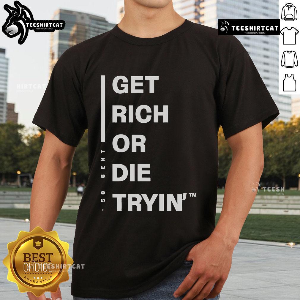 Official Get Rich Or Die Tryin' T-Shirt featuring bold graphics and iconic design for fans of the classic film.
