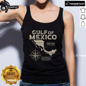 Historic 1672 map of the Gulf of Mexico, showcasing detailed cartography, featured on a stylish tank top.