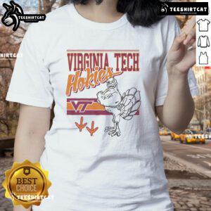 Virginia Tech Hokies retro logo featuring the official Hokiebird mascot on a ladies tee shirt design.