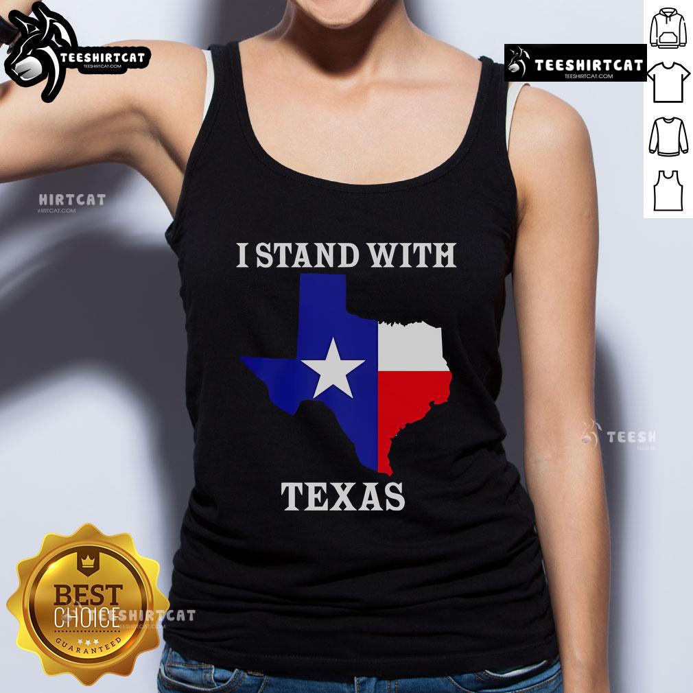 Texas flag tank top with 'I Stand With The Texas Flag' text, perfect for showing your pride in Texas.