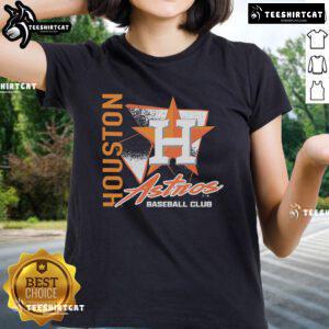 Official Houston Astros Side Arm Baseball Club Ladies Tee in vibrant colors, perfect for fans supporting their team.
