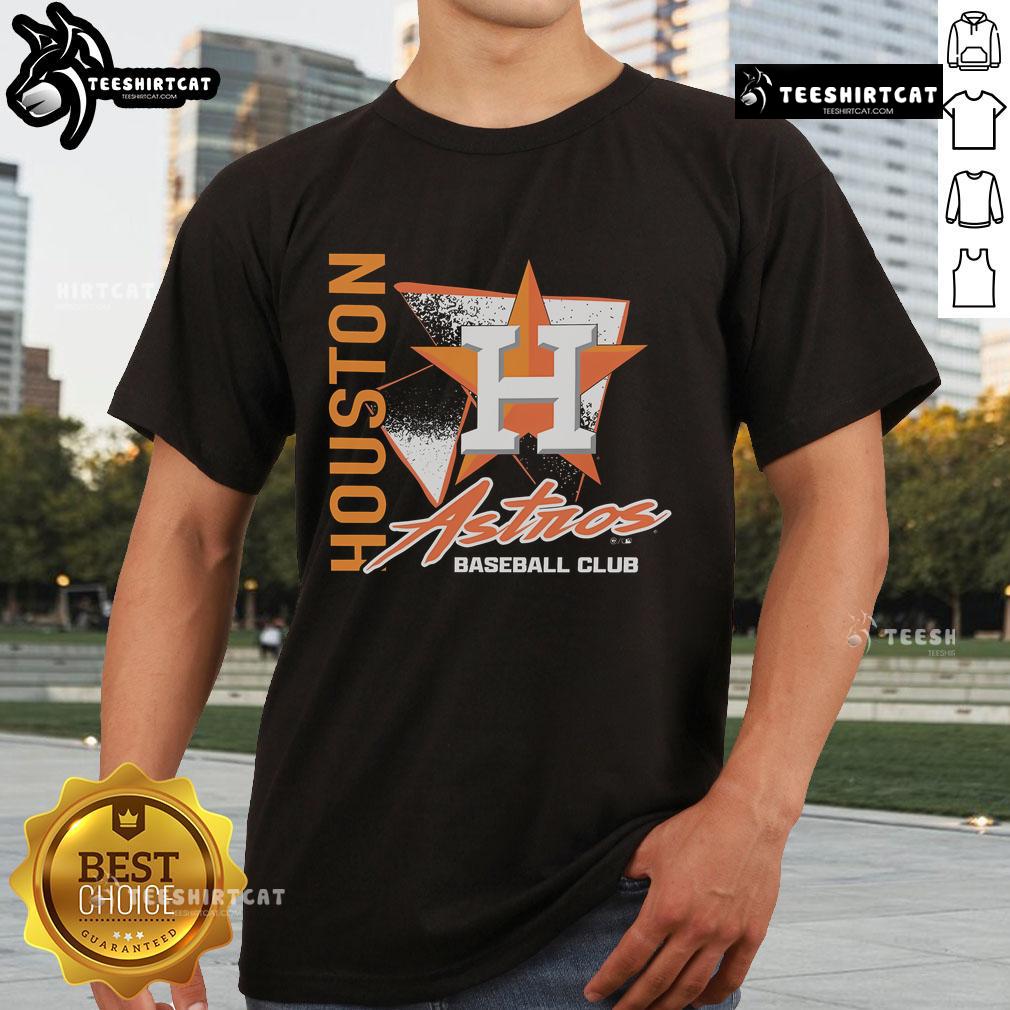 Official Houston Astros Side Arm Baseball Club T-Shirt featuring team logo and vibrant colors for fans.