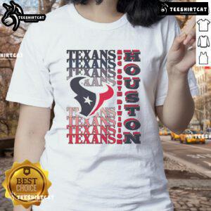 Official Houston Texans Gradient Wordmark Ladies Tee featuring vibrant team colors and stylish design for fans.
