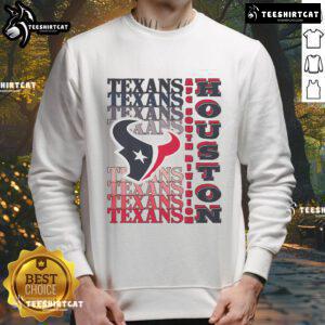 Official Houston Texans Gradient Wordmark Sweatshirt featuring vibrant team colors and logo design for fans.