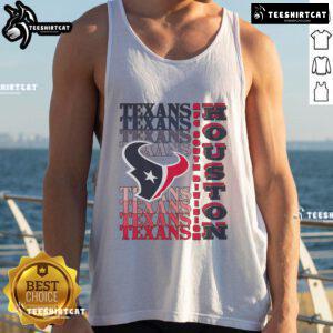 Official Houston Texans Gradient Wordmark Tank Top showcasing team colors and logo for sports fans and apparel enthusiasts.