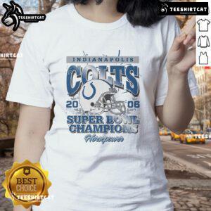 Official Indianapolis Colts Super Bowl XLI Champions ladies tee featuring team logo and vibrant colors, perfect for fans.