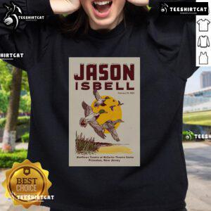 Official Jason Isbell tour poster sweatshirt for February 23, 2025, McCarter Theatre, Princeton, NJ.