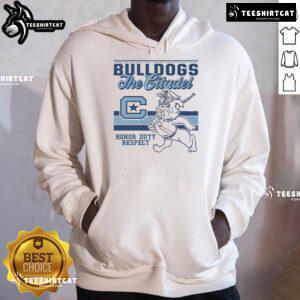 Official Marching Bulldog Citadel Bulldogs retro logo mascot hoodie featuring a vintage design and vibrant colors.