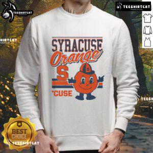 Official Otto the Orange Syracuse Orange retro logo mascot sweatshirt featuring vibrant colors and classic design.
