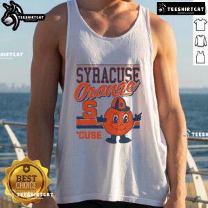Official Otto the Orange Syracuse Orange retro logo tank top featuring vibrant colors and classic mascot design.
