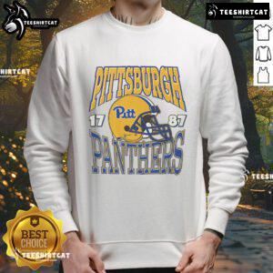 Alt Text: Official Pittsburgh Panthers Classic Team Helmet Sweatshirt featuring team colors and logo for fans and sports enthusiasts.