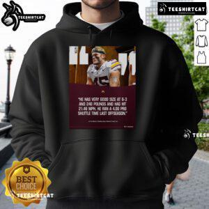 Official poster of Gophers football featuring Cody Lindenberg in a hoodie, showcasing his impressive 6'3'' and 240 lbs physique.