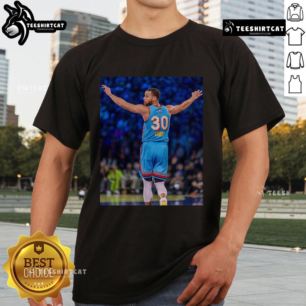 Alt Text: Official Stephen Curry NBA Game Frames All-Star Game T-Shirt featuring vibrant graphics and team colors.
