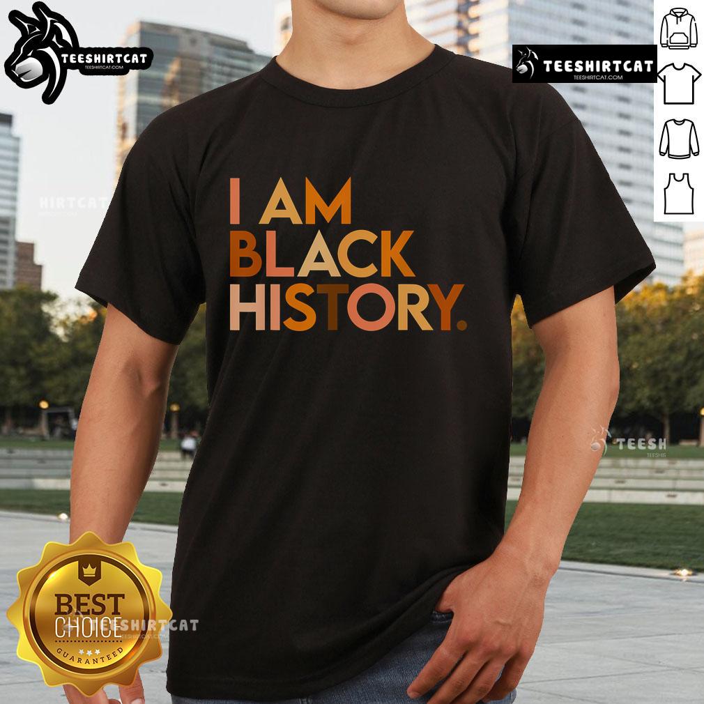 Premium 'I Am Black History' T-shirt celebrating Black History Month, featuring bold African-inspired design.