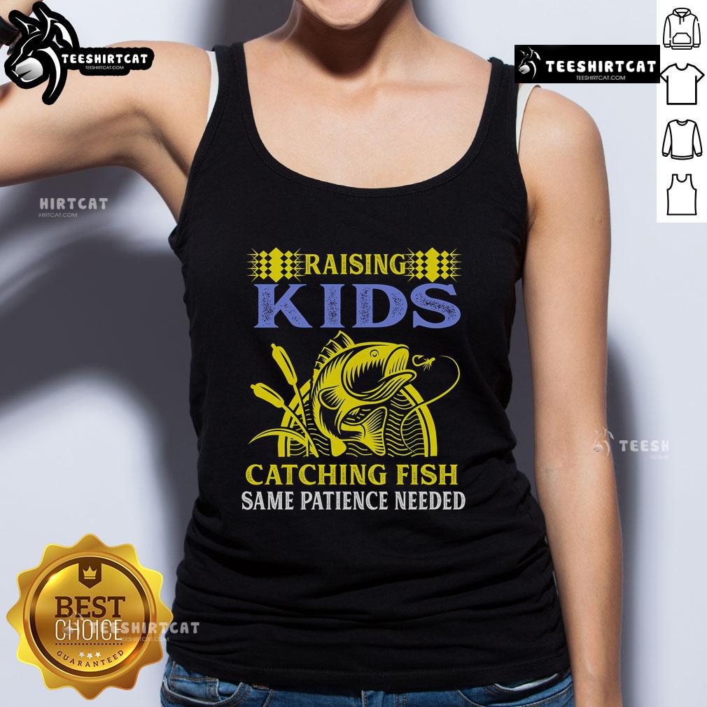 Premium 'Fishing Mom' tank top with a catchy design about patience in fishing, perfect for passionate anglers.