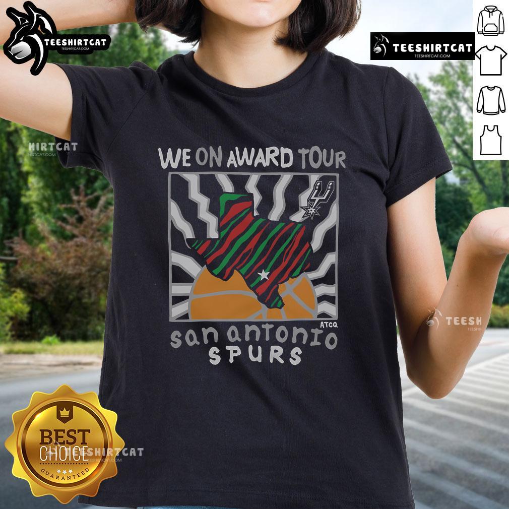 Pretty A Tribe Called Quest X San Antonio Spurs We On Award Tour Ladies Tee featuring vibrant graphics and stylish design.