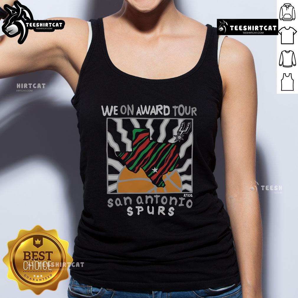 Pretty A Tribe Called Quest x San Antonio Spurs We On Award Tour tank top featuring vibrant design and sports team logo.