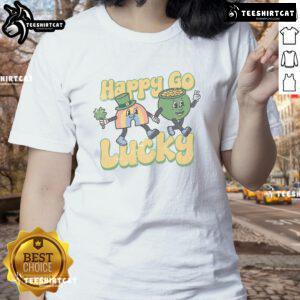 Pretty happy-go-lucky cartoon ladies tee featuring vibrant colors and cheerful designs, perfect for casual wear.